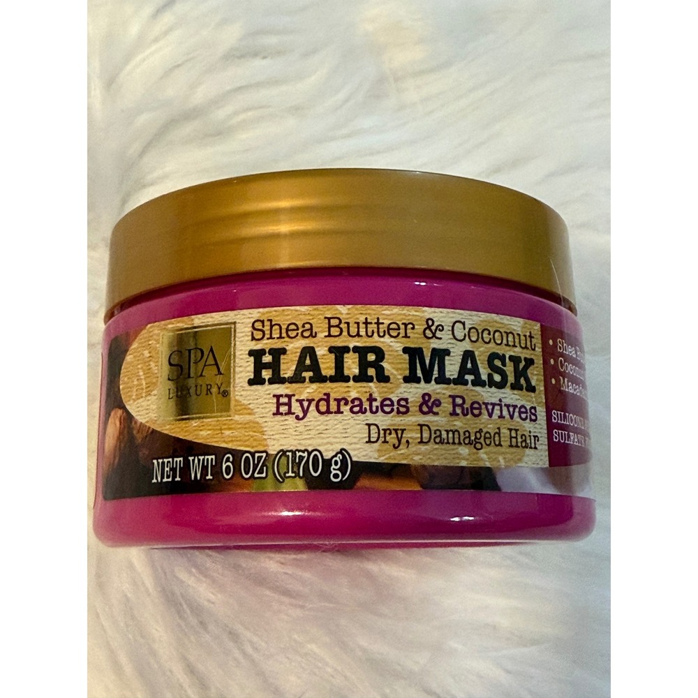 Spa Luxury Shea Butter Coconut Hair Mask Hydrates Revives Dry Damaged Hair 6oz